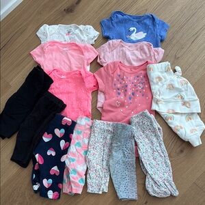 Baby Girl Clothing Set with Heart and Rainbow Patterns